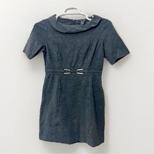 White House Black Market Gray Short Sleeve Belted Sheath‎ Dress Size 8